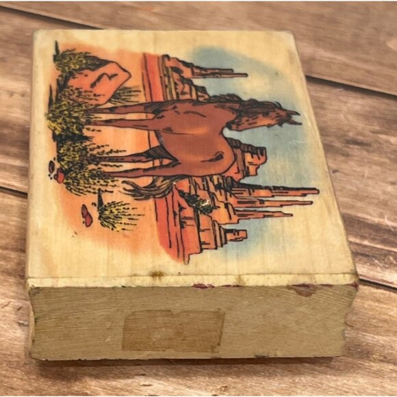 1997 EMBOSSING ARTS CO 135-J DESERT MUSTANG WOOD MOUNTED RUBBER STAMP HORSE - Picture 5 of 6
